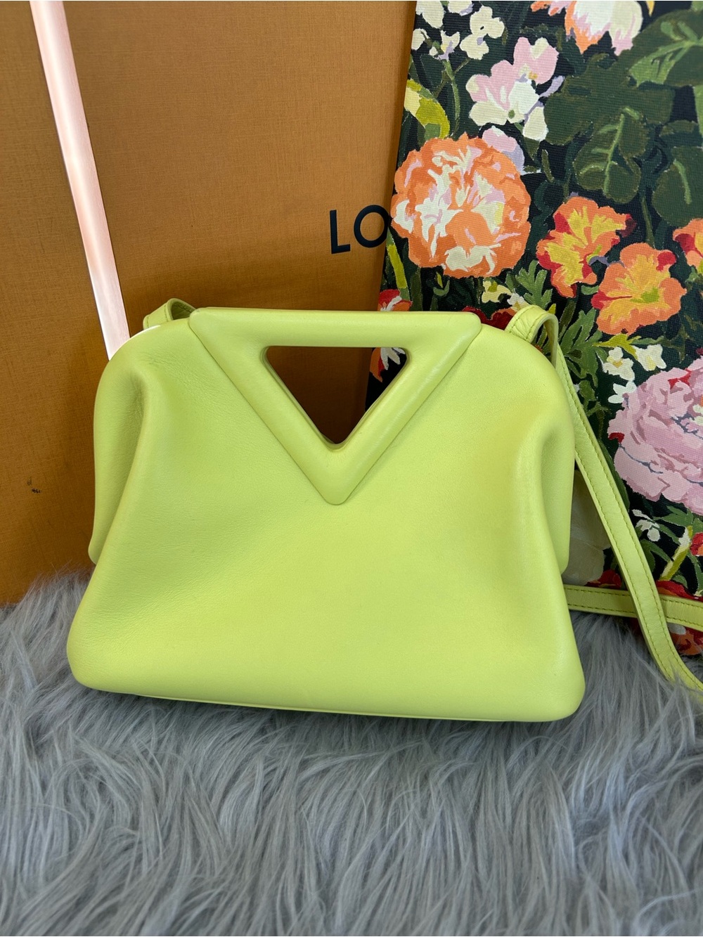 Women’s Neon Lime Triangle-Handle Shoulder Bag